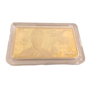 President Trump 24kt Gold Bullion $100 Dollar Bill Gold Plated Bar protective Ca